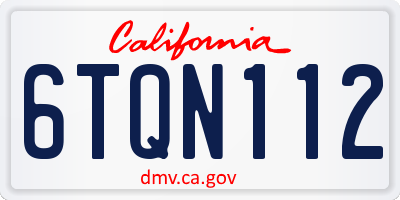 CA license plate 6TQN112