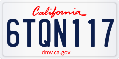 CA license plate 6TQN117