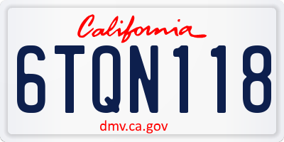 CA license plate 6TQN118