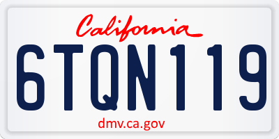 CA license plate 6TQN119