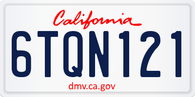 CA license plate 6TQN121