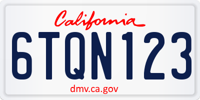 CA license plate 6TQN123