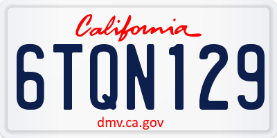 CA license plate 6TQN129