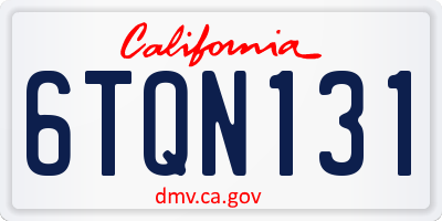 CA license plate 6TQN131