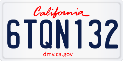 CA license plate 6TQN132