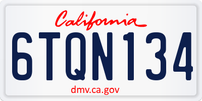 CA license plate 6TQN134