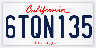 CA license plate 6TQN135