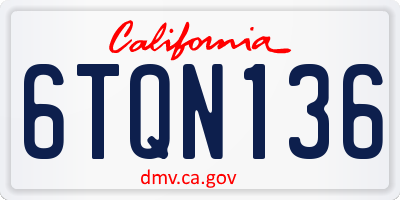 CA license plate 6TQN136