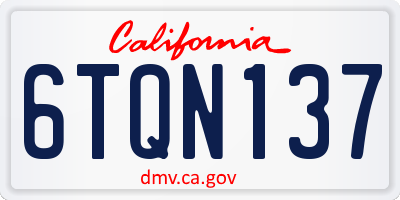 CA license plate 6TQN137