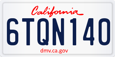 CA license plate 6TQN140