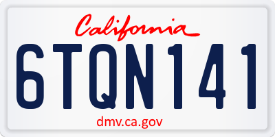 CA license plate 6TQN141