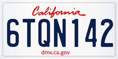 CA license plate 6TQN142