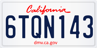 CA license plate 6TQN143