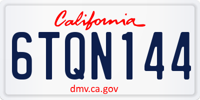 CA license plate 6TQN144