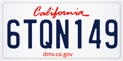 CA license plate 6TQN149