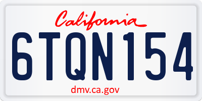 CA license plate 6TQN154