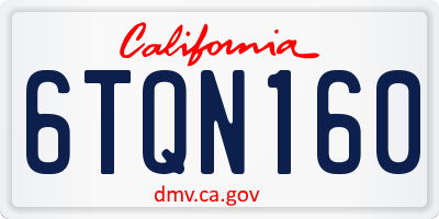 CA license plate 6TQN160