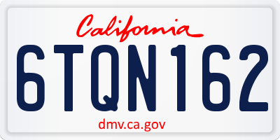 CA license plate 6TQN162