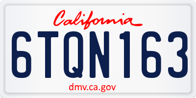 CA license plate 6TQN163