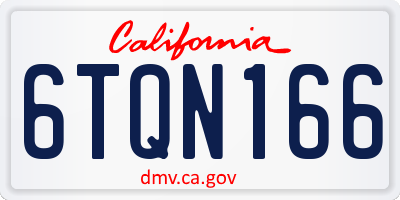 CA license plate 6TQN166