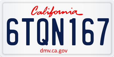 CA license plate 6TQN167