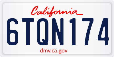 CA license plate 6TQN174