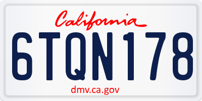 CA license plate 6TQN178