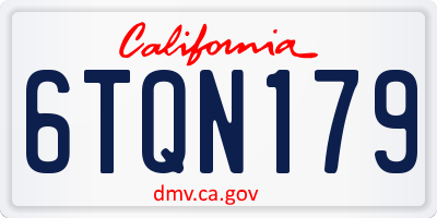 CA license plate 6TQN179