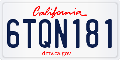 CA license plate 6TQN181