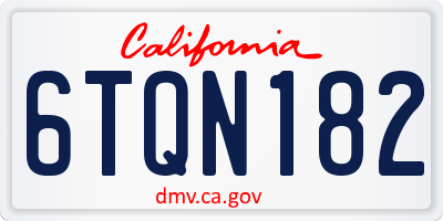 CA license plate 6TQN182