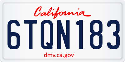 CA license plate 6TQN183