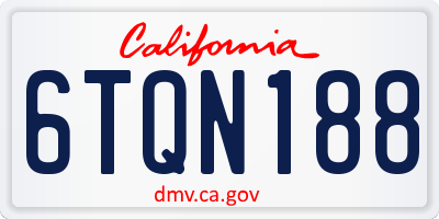 CA license plate 6TQN188