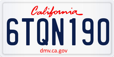 CA license plate 6TQN190