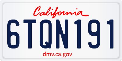 CA license plate 6TQN191