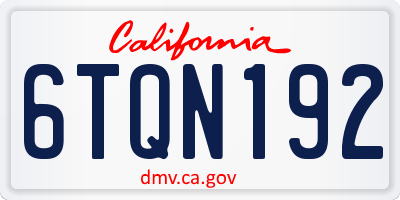 CA license plate 6TQN192