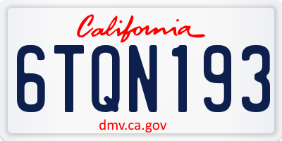 CA license plate 6TQN193