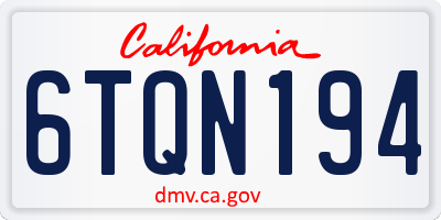 CA license plate 6TQN194