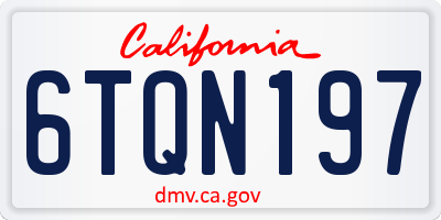 CA license plate 6TQN197