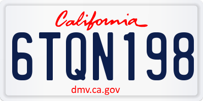 CA license plate 6TQN198