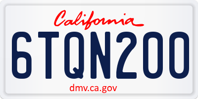 CA license plate 6TQN200