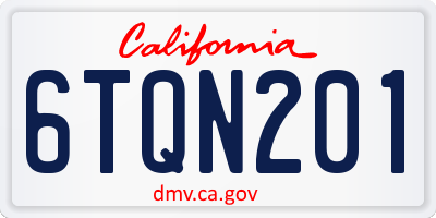 CA license plate 6TQN201