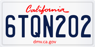 CA license plate 6TQN202