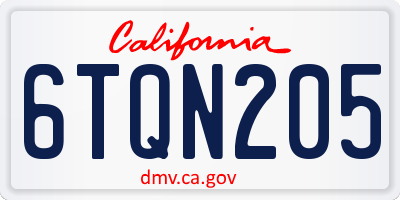 CA license plate 6TQN205