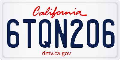 CA license plate 6TQN206