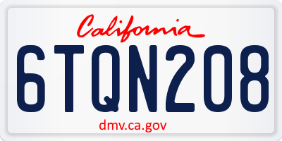 CA license plate 6TQN208