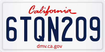 CA license plate 6TQN209