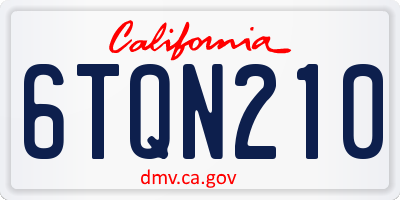 CA license plate 6TQN210