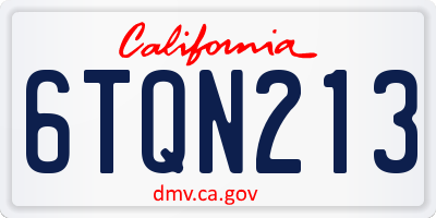 CA license plate 6TQN213