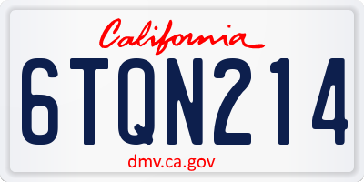 CA license plate 6TQN214