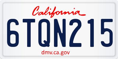 CA license plate 6TQN215